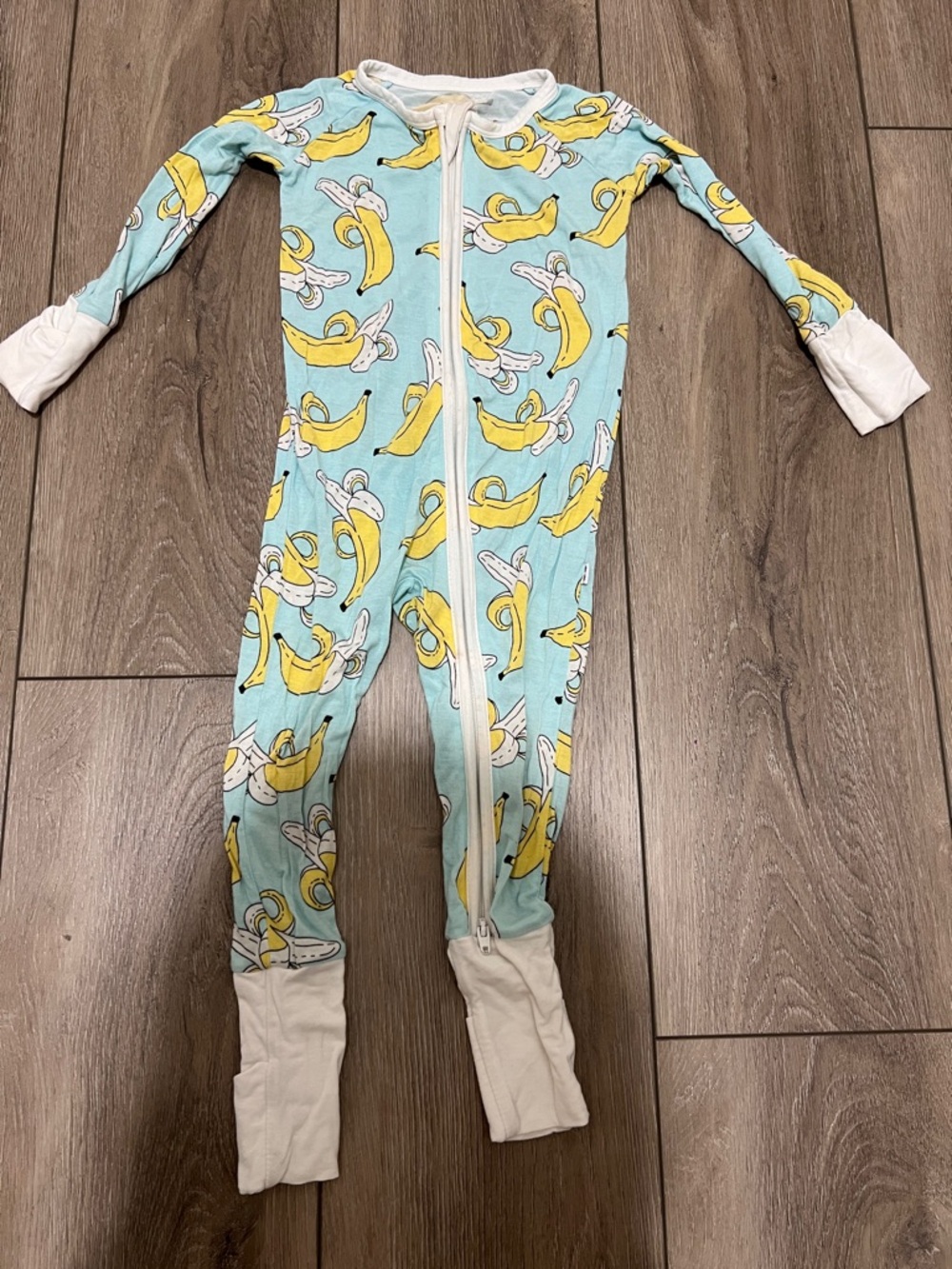 Little Sleepies Blue Banana Print Zip One-Piece Footie